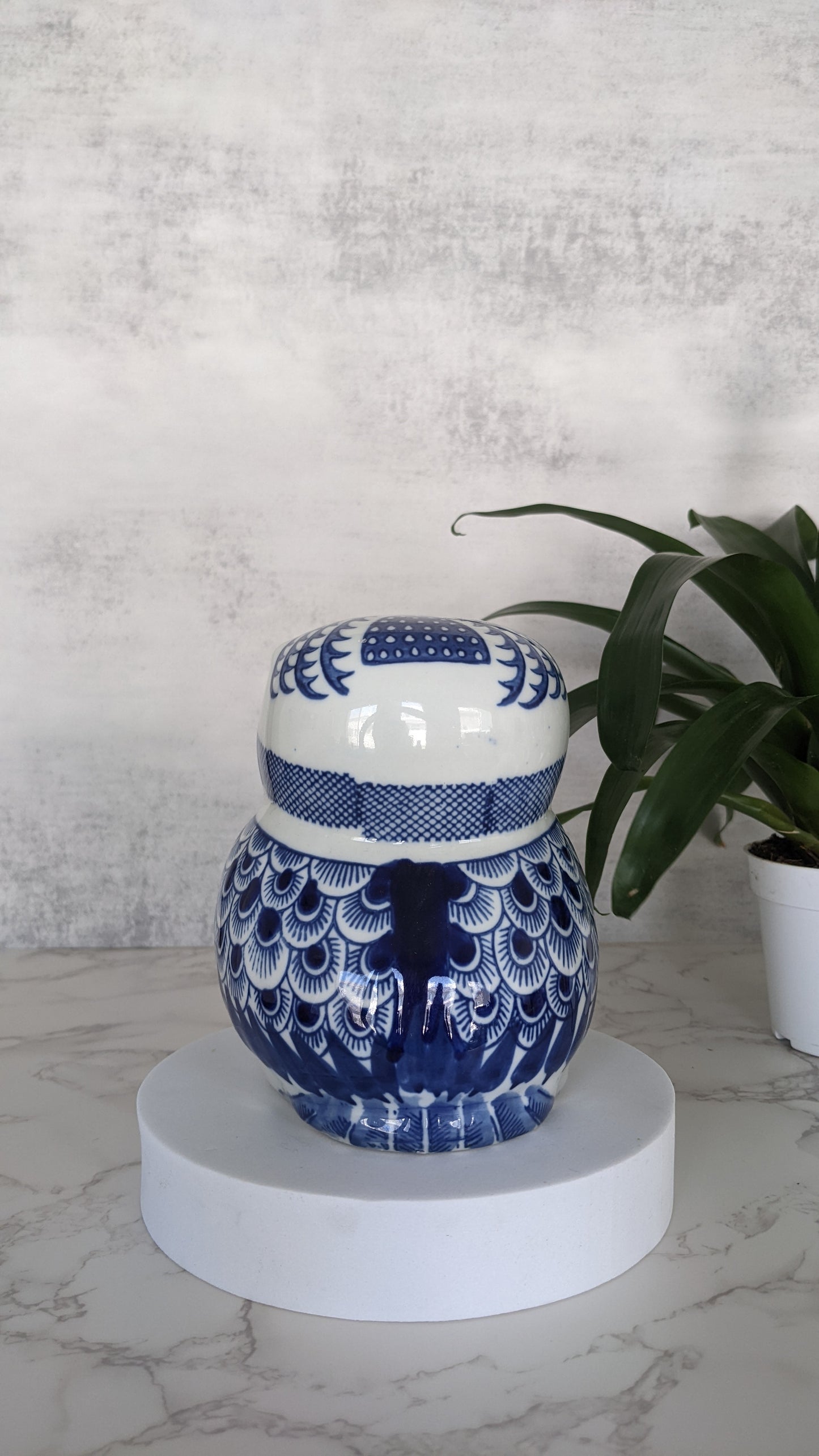Blue Porcelain Owl