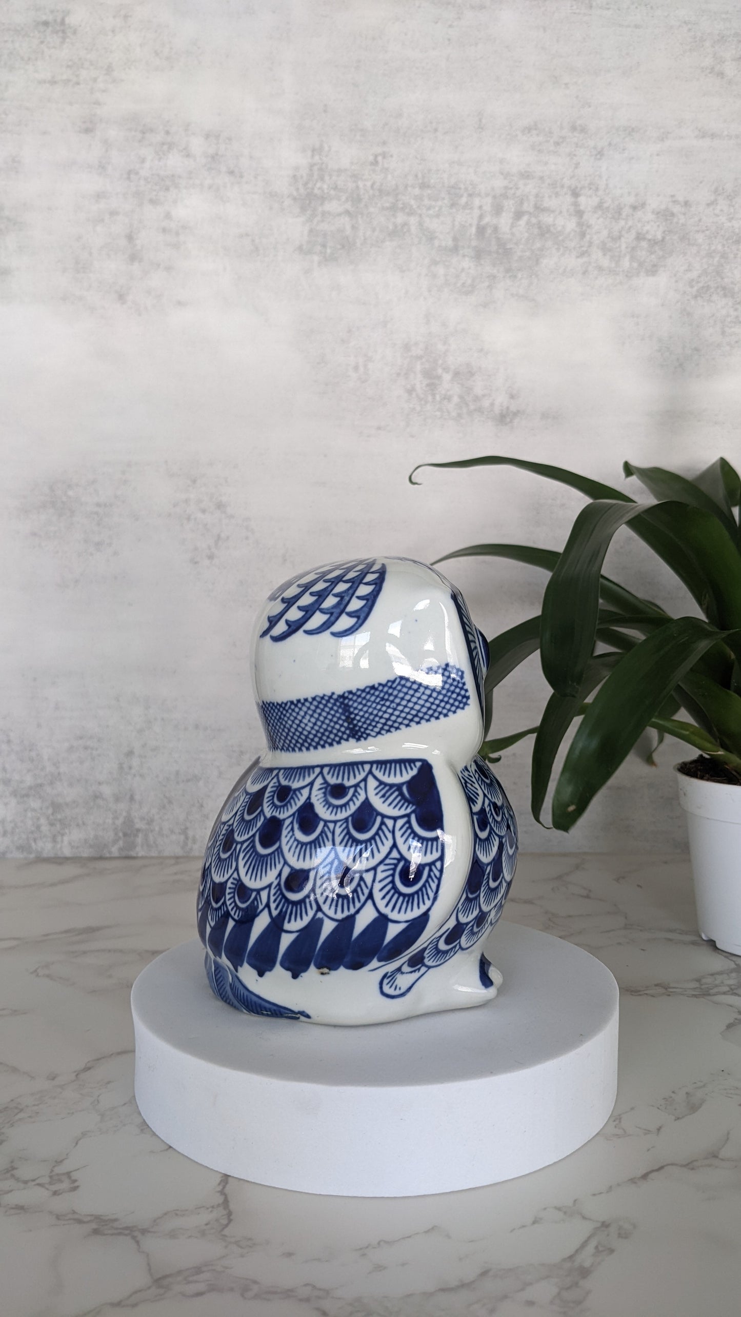 Blue Porcelain Owl