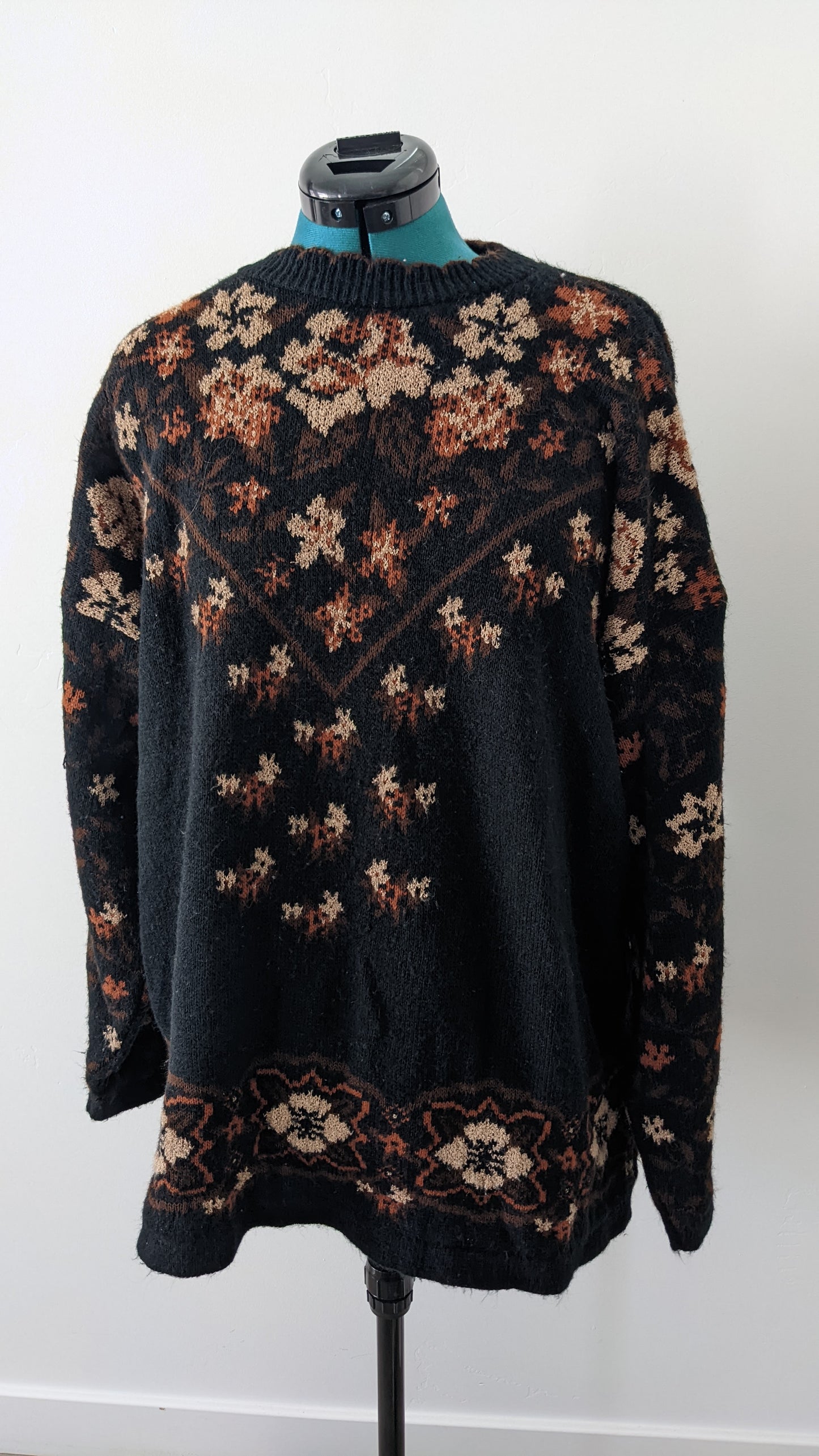 Floral Granny Jumper with 100% wool coat Vintage