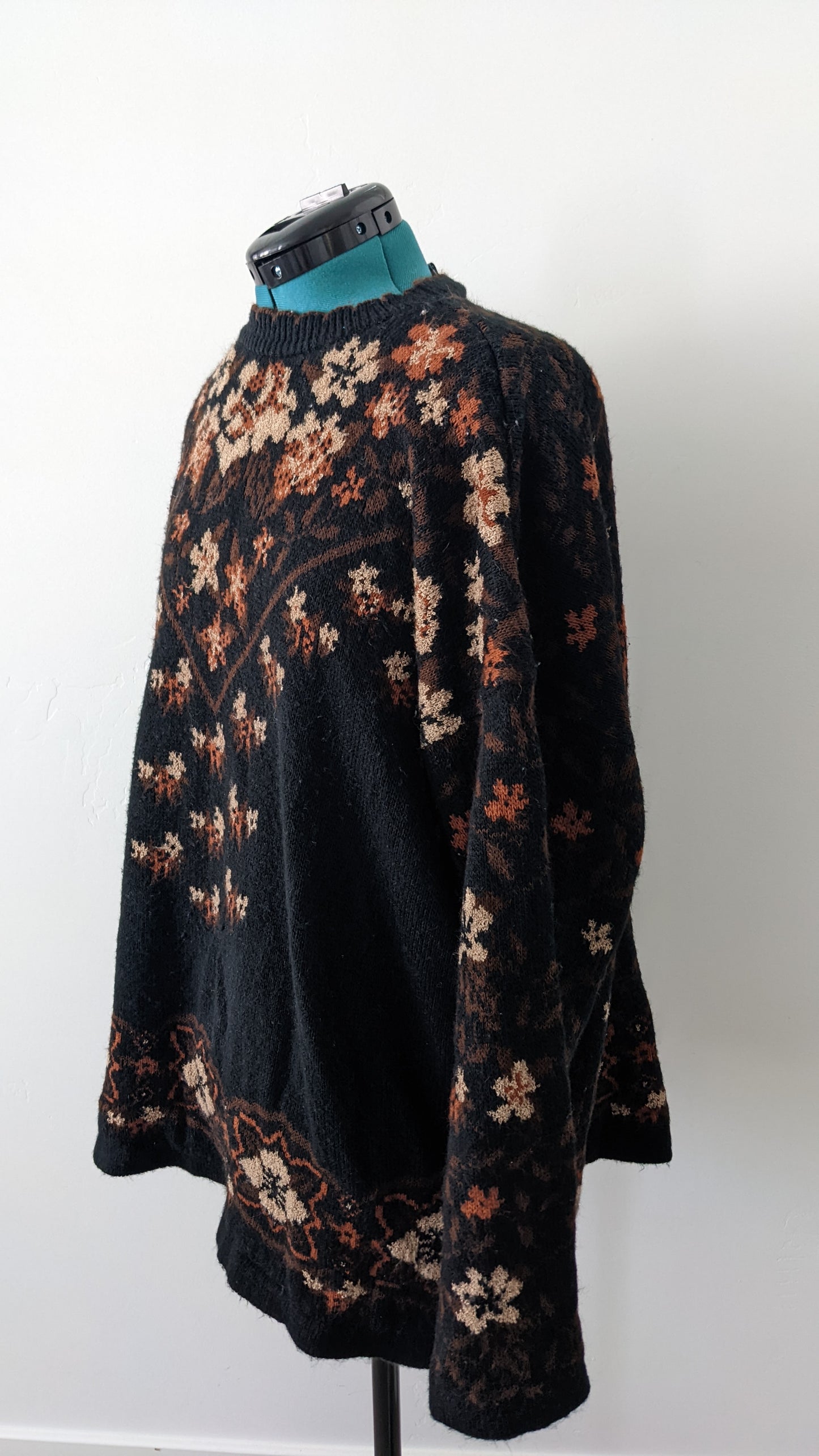 Floral Granny Jumper with 100% wool coat Vintage