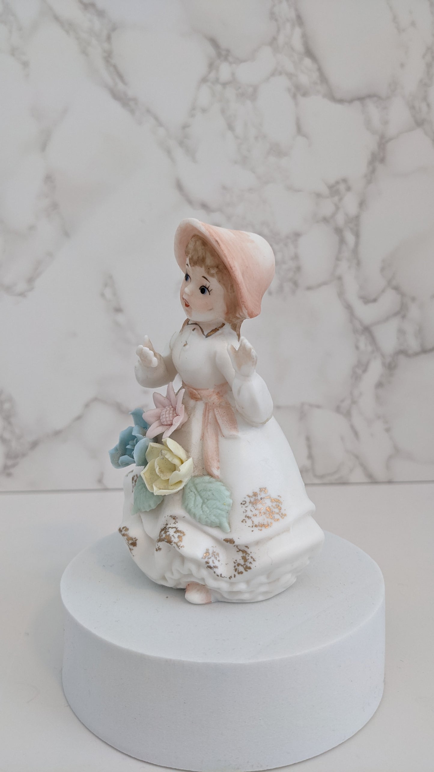 1959s Norcrest Porcelain Lady with Bonnet and Pastel Flowers F61