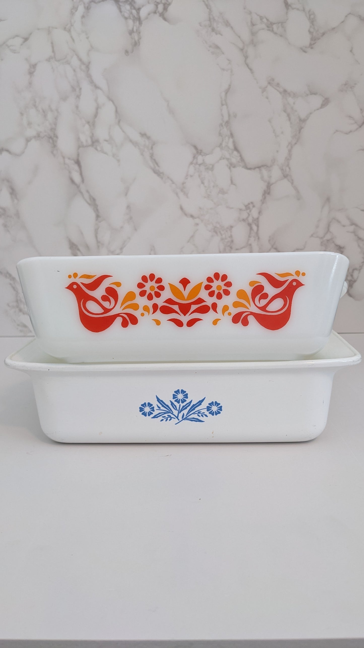 Pyrex Friendship Birds Milk Glass and Corningware Casserole Dishes