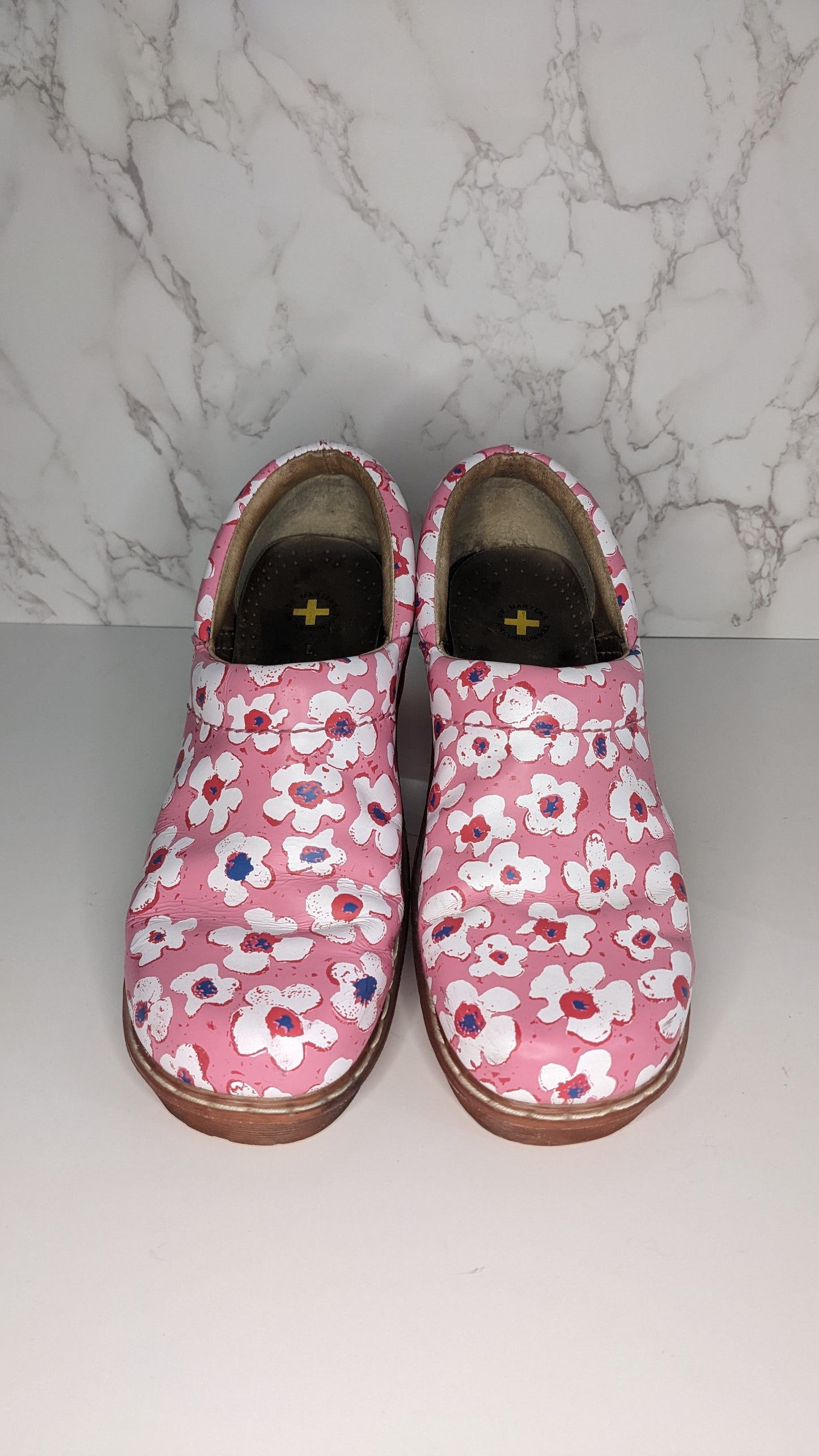 Dr. Martens Pink and White Flower Clog