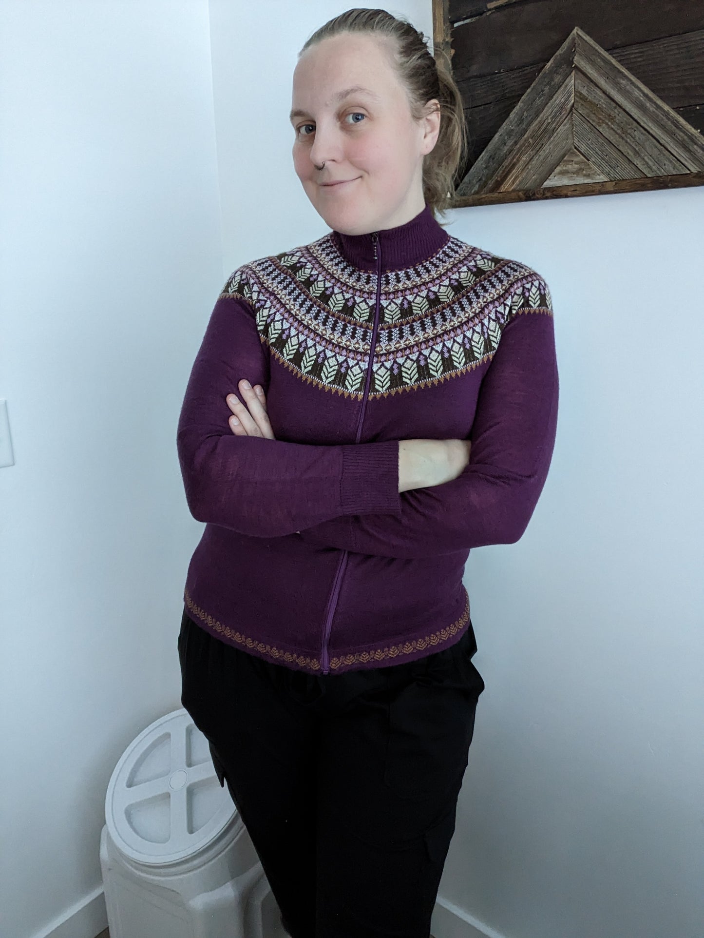 Woolrich Purple Wheat Zip Sweater