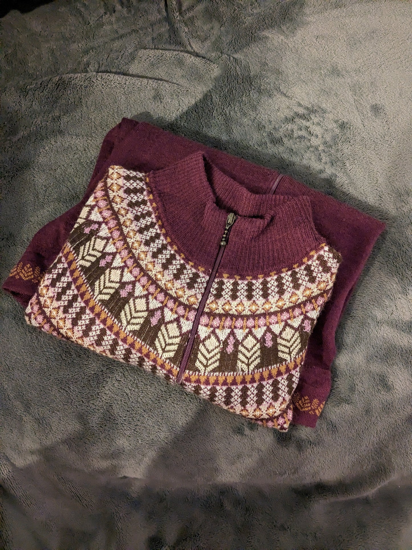 Woolrich Purple Wheat Zip Sweater