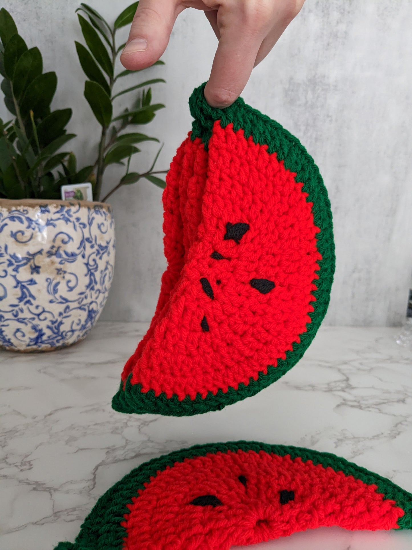 Hand Crocheted Watermelon Hanging Kitchen Oven Hot Pot Holder