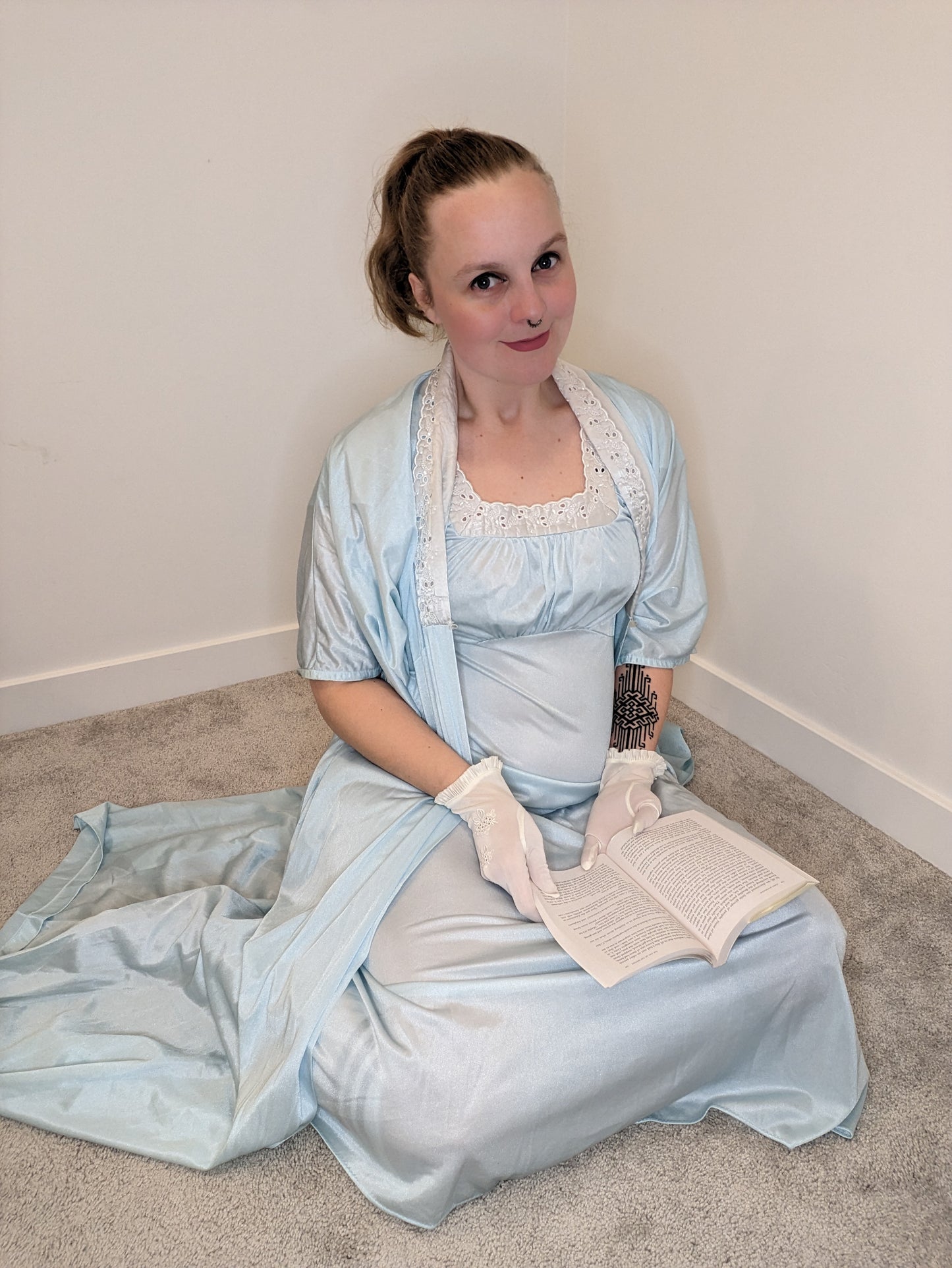 Vintage 2 Piece Cinderella Blue Nightgown and Robe Set