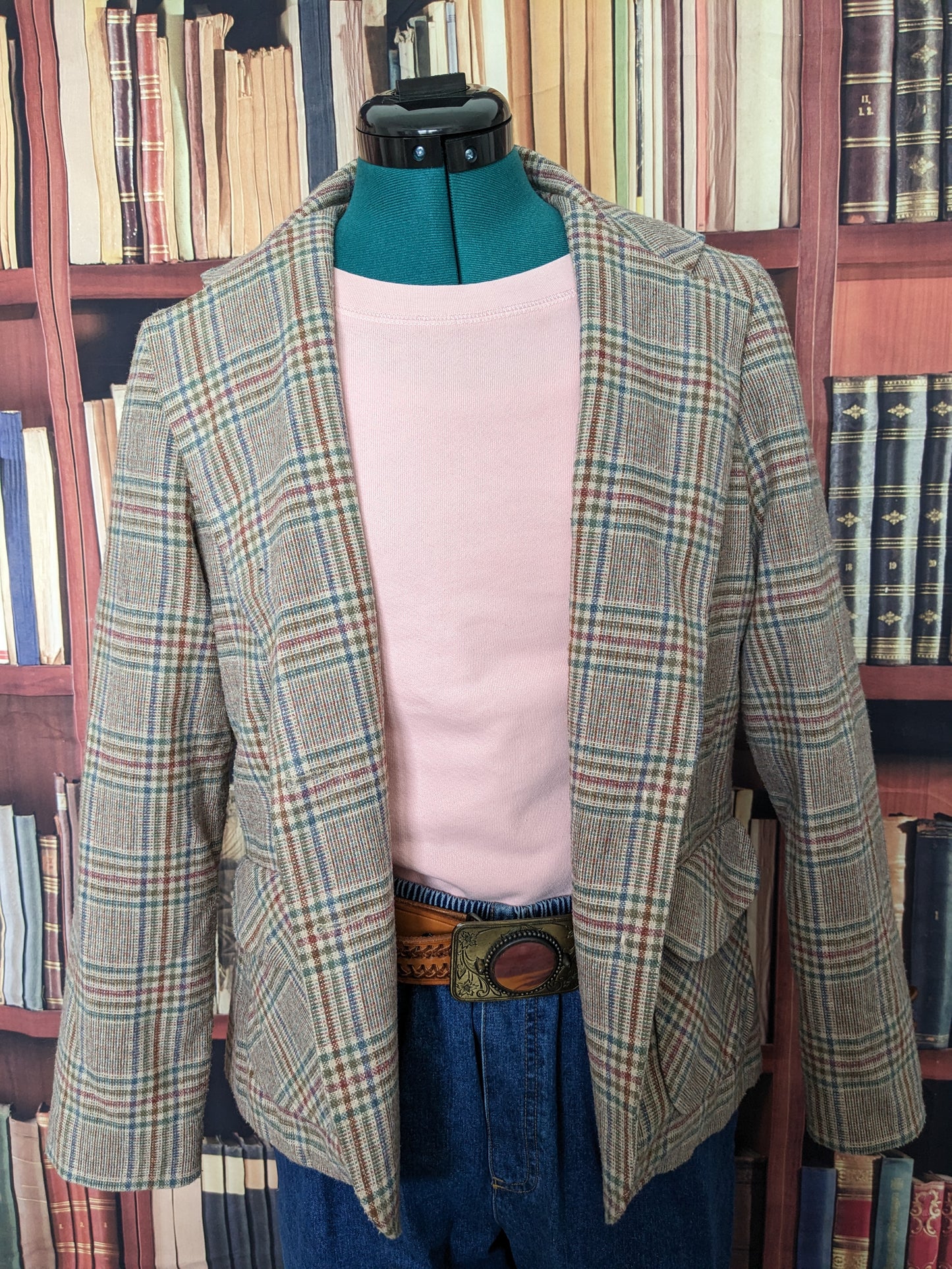 Vintage Union Made Checkered Green, Red, Blue and Grey Blazer