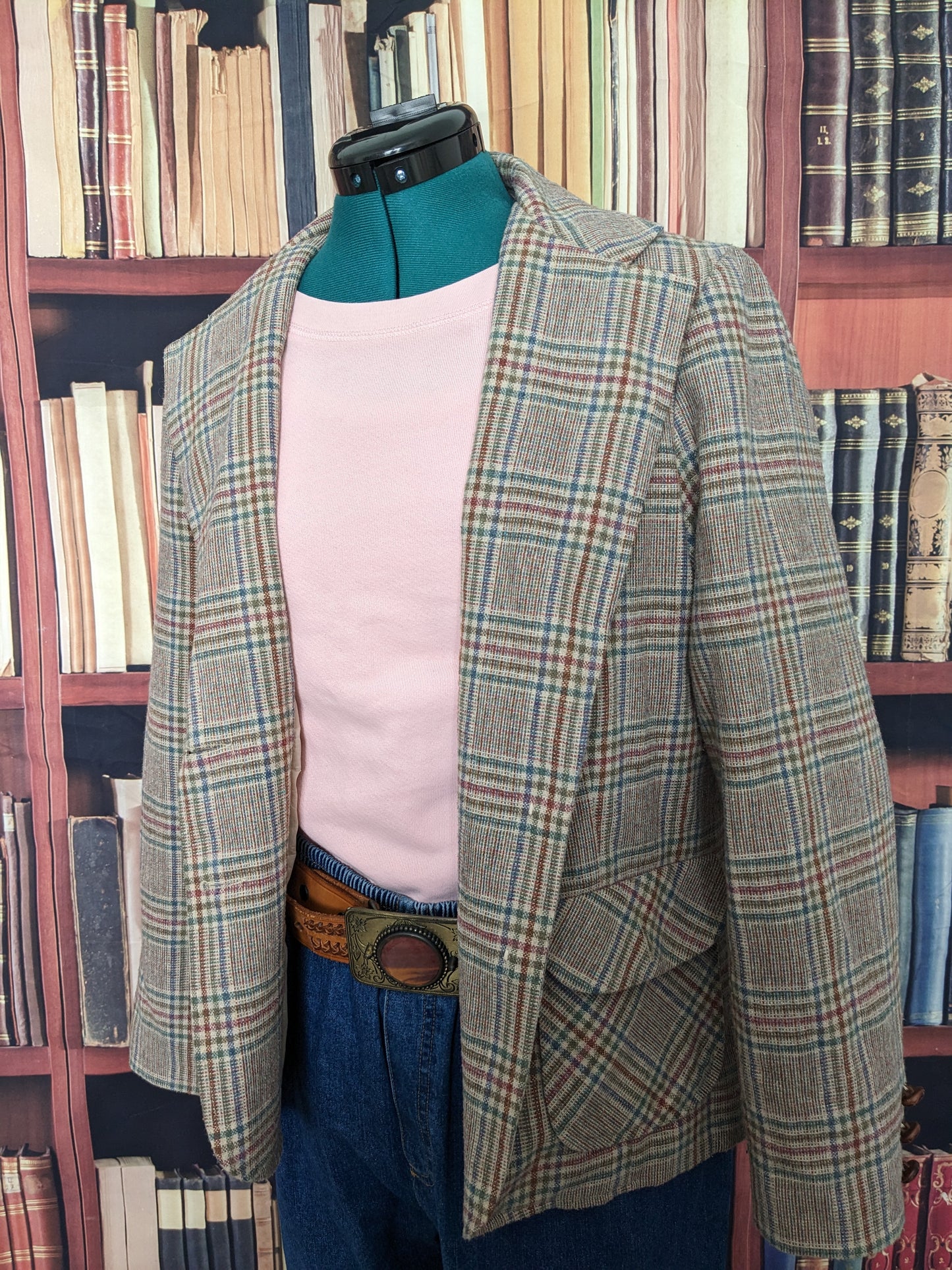 Vintage Union Made Checkered Green, Red, Blue and Grey Blazer